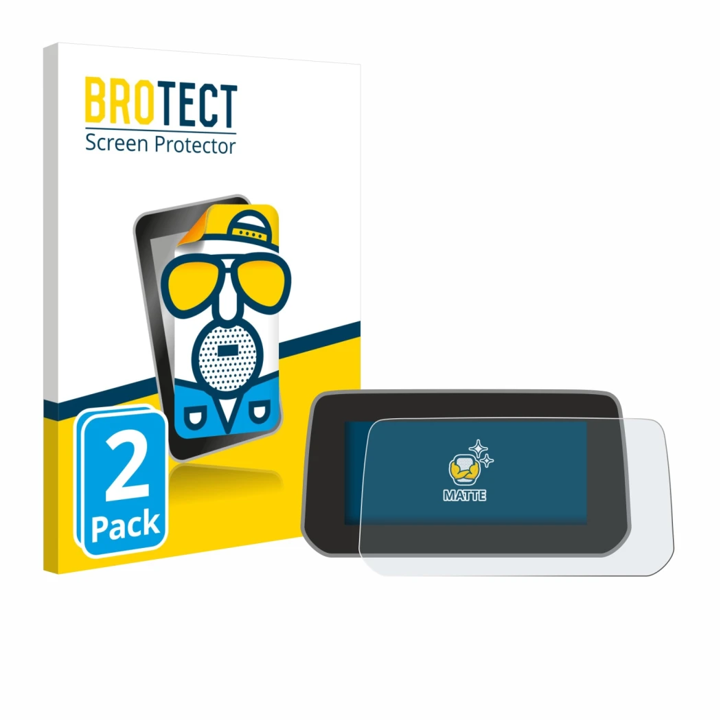 Parte frontal de un envase de producto con el logotipo de la marca BROTECT. Al lado se muestra el dispositivo Mazda CX-5 2020 