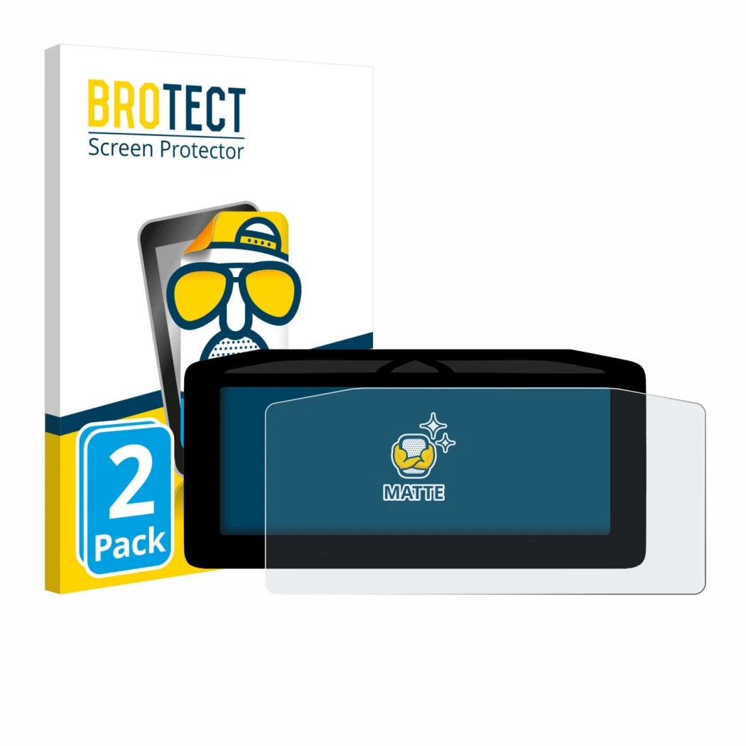 Parte frontal de un envase de producto con el logotipo de la marca BROTECT. Al lado se muestra el dispositivo Ducati Panigale 