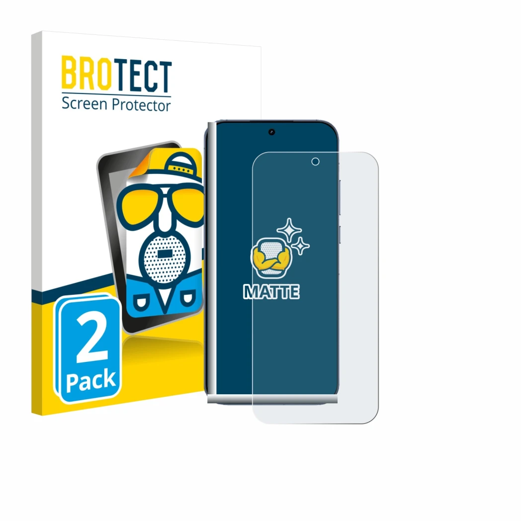 Parte frontal de un envase de producto con el logotipo de la marca BROTECT. Al lado se muestra el dispositivo realme GT 8 Pro