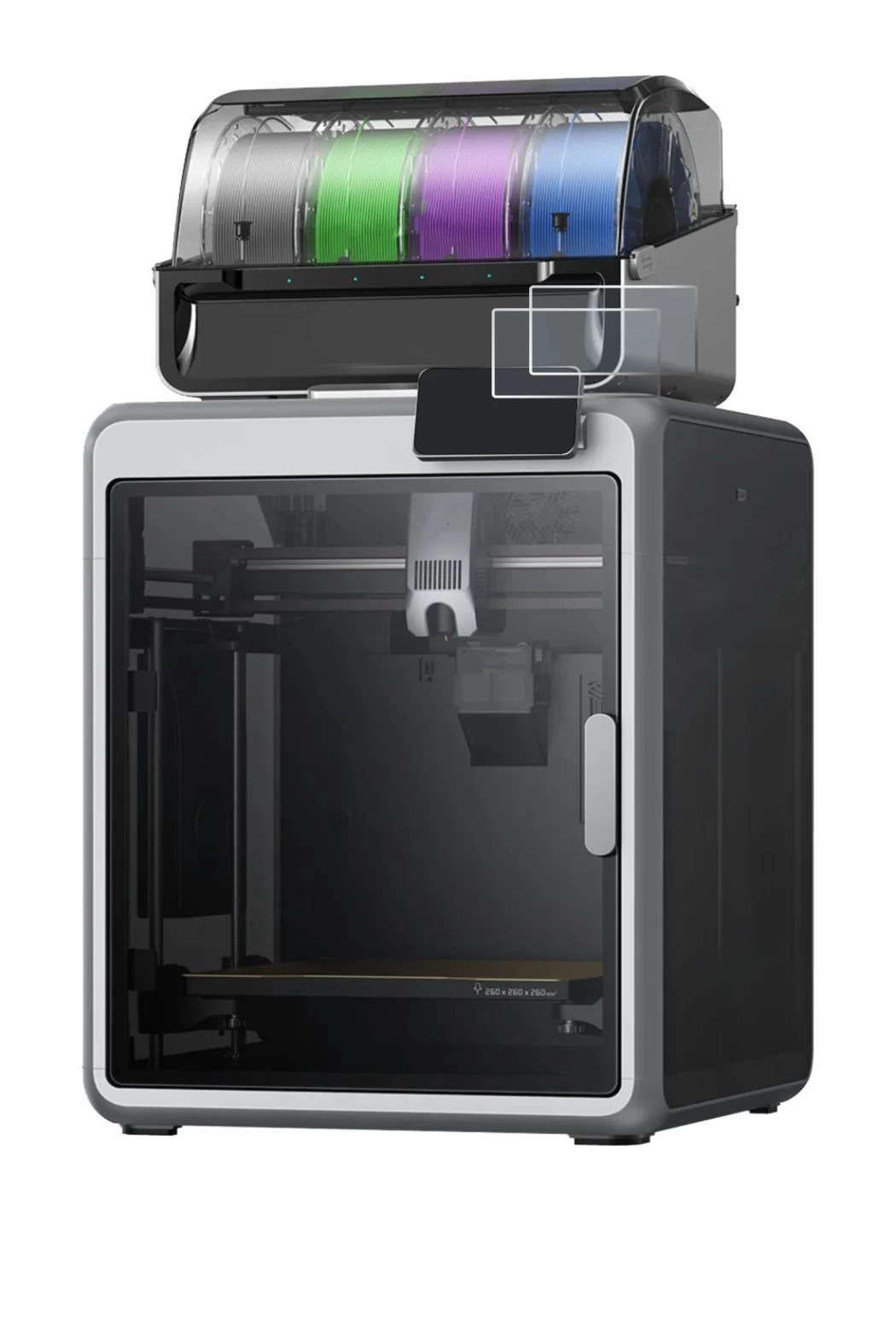 Imagen del dispositivo Creality K2 con una amplia variedad de protectores de pantalla.