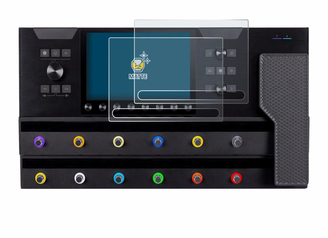 Imagen del dispositivo Line 6 Helix Stadium XL con una amplia variedad de protectores de pantalla.