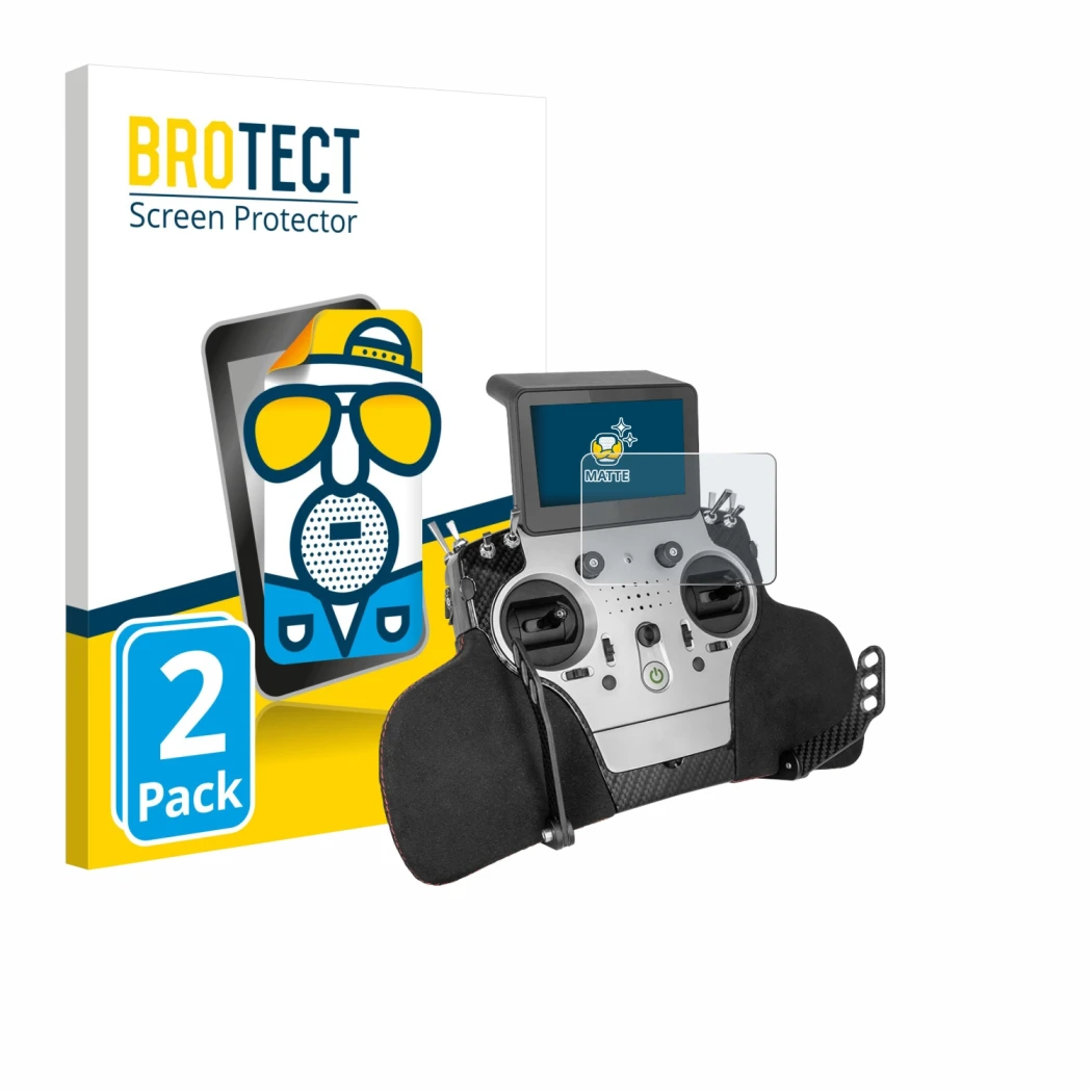 Parte frontal de un envase de producto con el logotipo de la marca BROTECT. Al lado se muestra el dispositivo PowerBox Systems