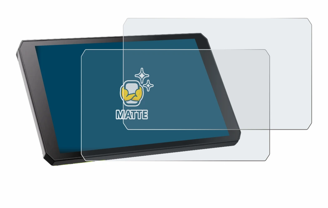 Imagen del dispositivo RiderNav R7M con una amplia variedad de protectores de pantalla.