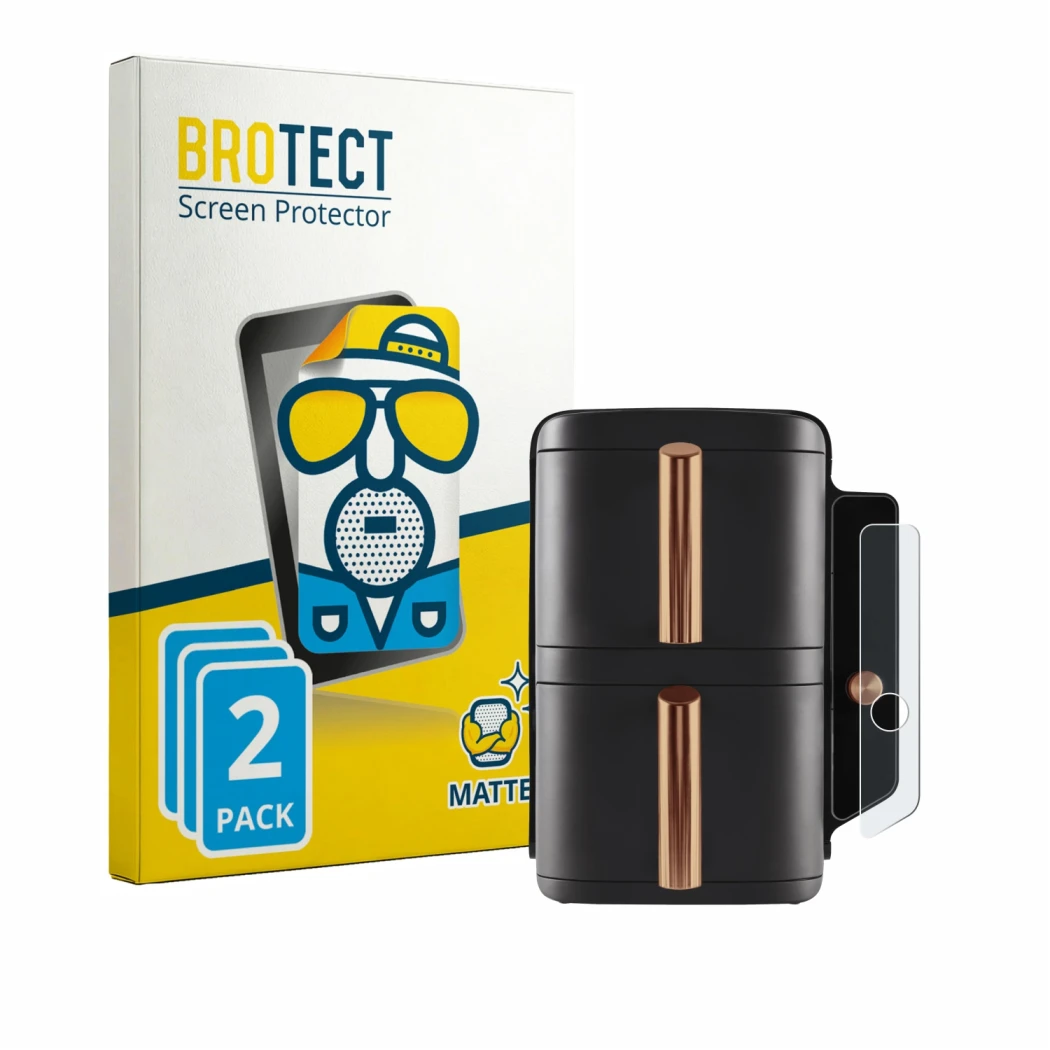 Parte frontal de un envase de producto con el logotipo de la marca BROTECT. Al lado se muestra el dispositivo Ninja Double Sta
