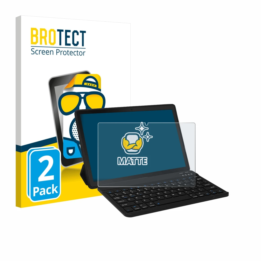 Parte frontal de un envase de producto con el logotipo de la marca BROTECT. Al lado se muestra el dispositivo Laptok YXPA7LBK 