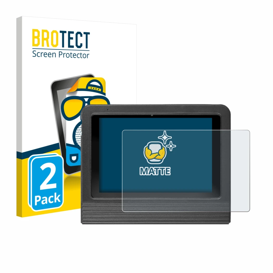 Parte frontal de un envase de producto con el logotipo de la marca BROTECT. Al lado se muestra el dispositivo Launch X-431 V +