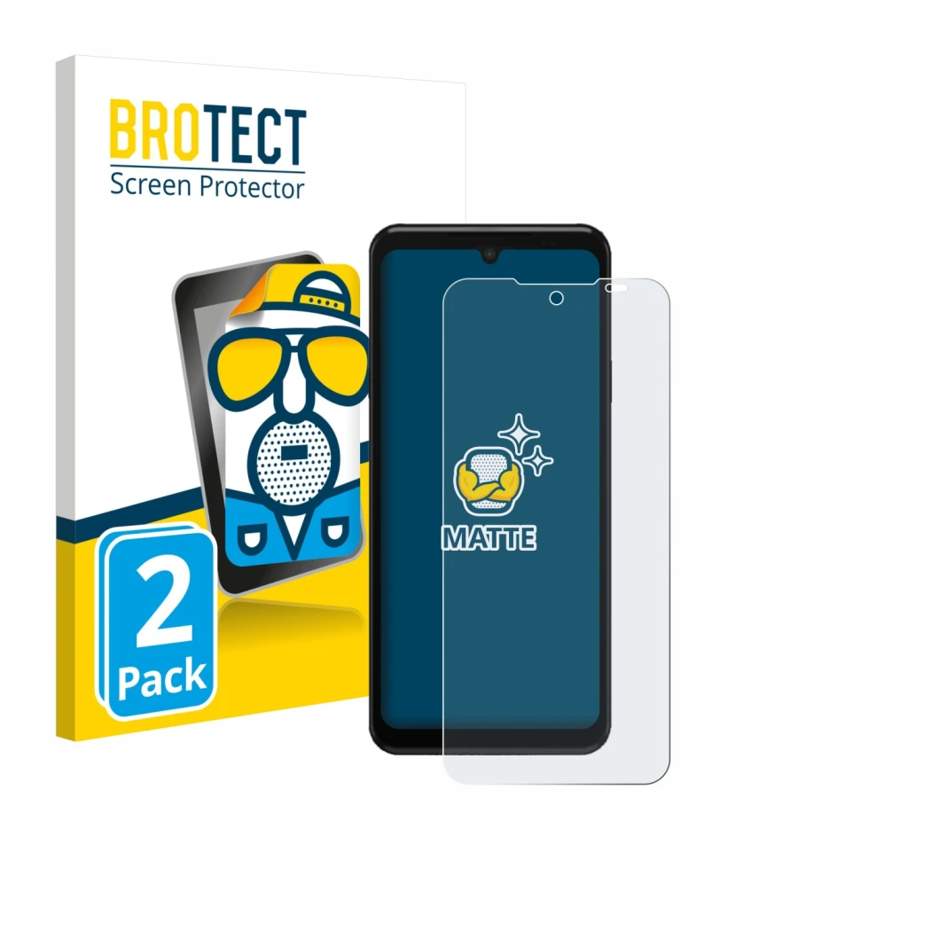 Parte frontal de un envase de producto con el logotipo de la marca BROTECT. Al lado se muestra el dispositivo Sunmi M3 con su 