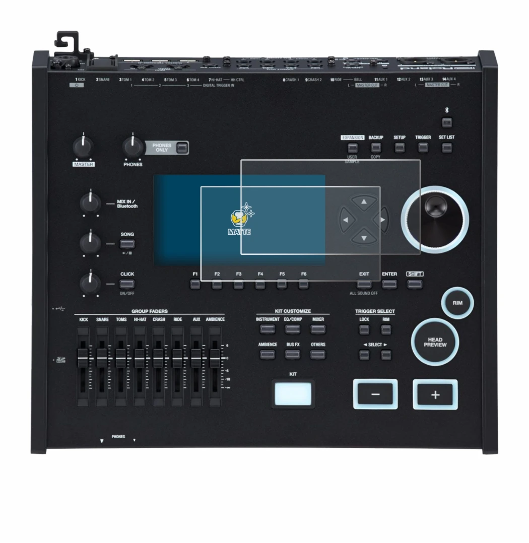 Imagen del dispositivo Roland V71 con una amplia variedad de protectores de pantalla.