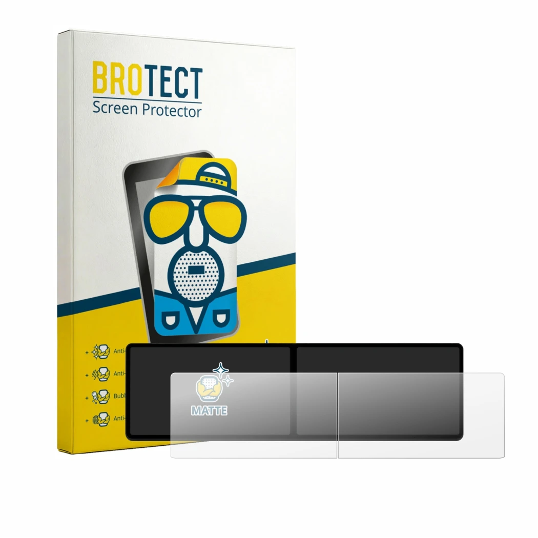 Parte frontal de un envase de producto con el logotipo de la marca BROTECT. Al lado se muestra el dispositivo Xpeng G9 2023 co