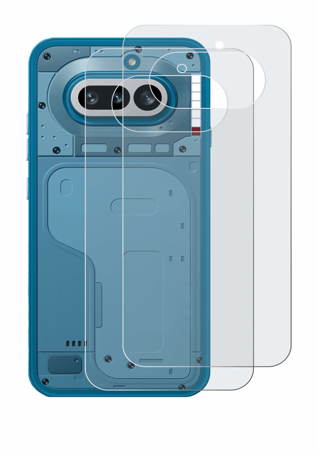 Imagen del dispositivo Nothing Phone (4a) (Trasero) con una amplia variedad de protectores de pantalla.