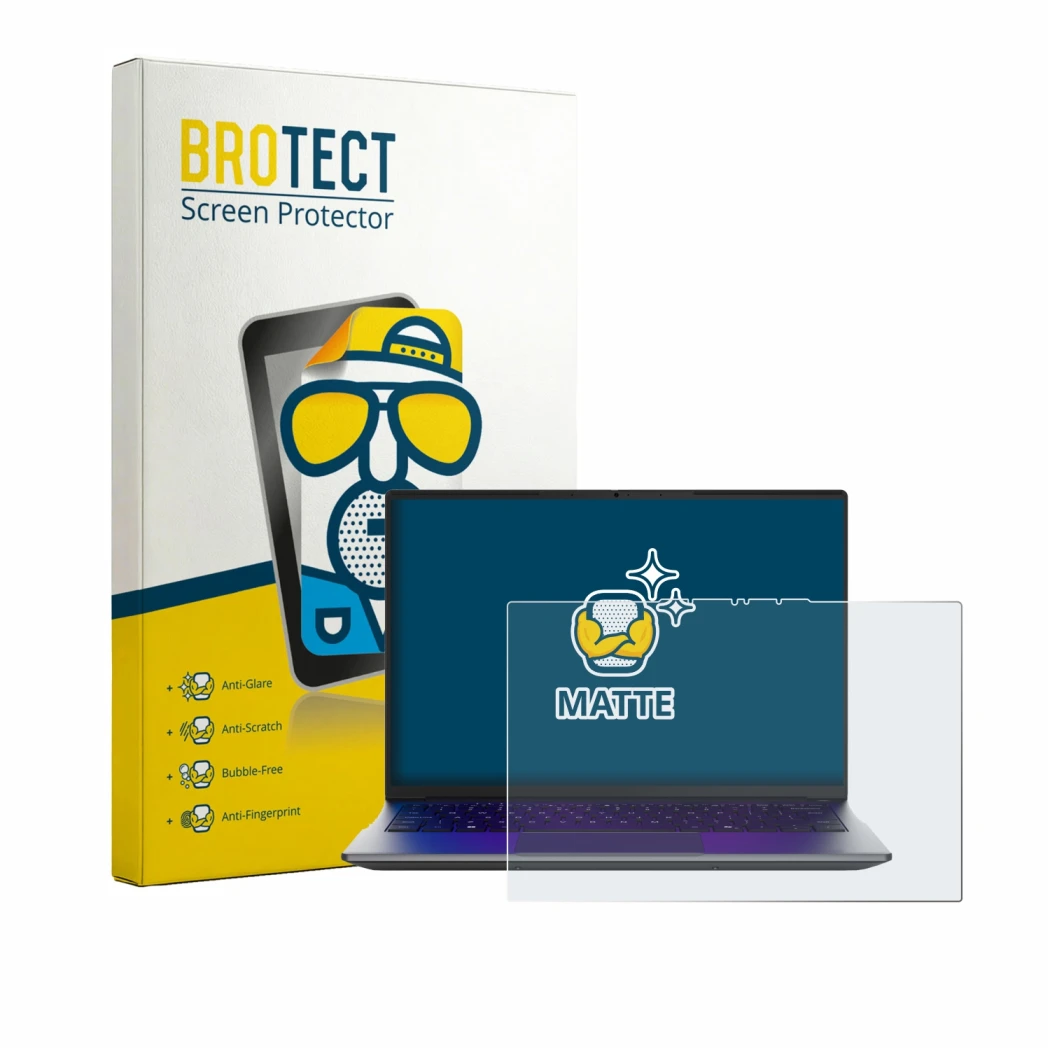 Parte frontal de un envase de producto con el logotipo de la marca BROTECT. Al lado se muestra el dispositivo MEDION Avantum 1