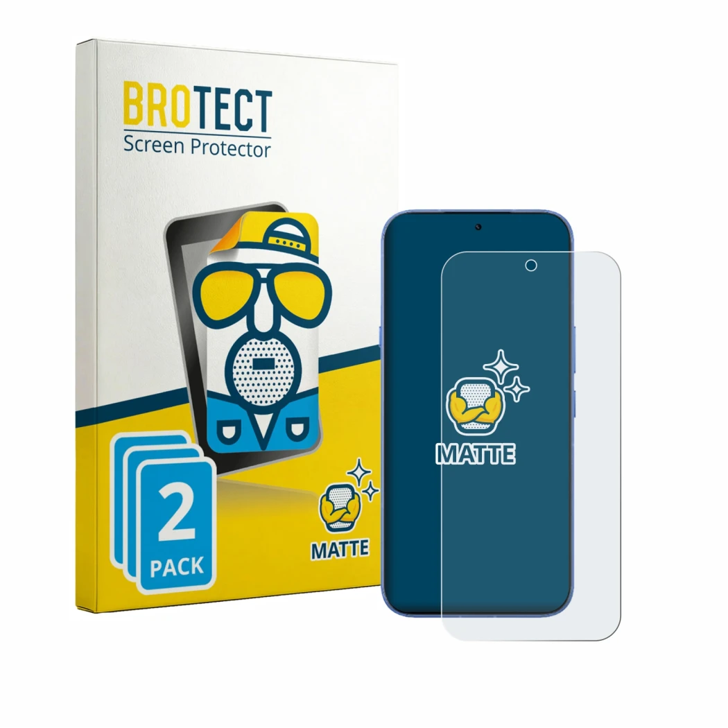 Parte frontal de un envase de producto con el logotipo de la marca BROTECT. Al lado se muestra el dispositivo Infinix Note 60
