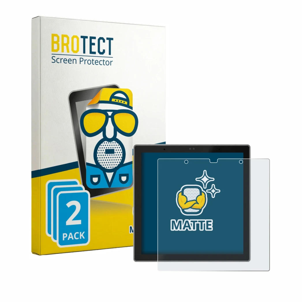 Parte frontal de un envase de producto con el logotipo de la marca BROTECT. Al lado se muestra el dispositivo SONOFF NSPanel P
