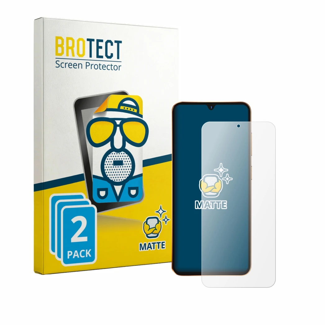 Parte frontal de un envase de producto con el logotipo de la marca BROTECT. Al lado se muestra el dispositivo Hotwav A17 Pro M