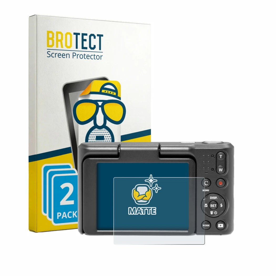 Parte frontal de un envase de producto con el logotipo de la marca BROTECT. Al lado se muestra el dispositivo Kodak Pixpro C1