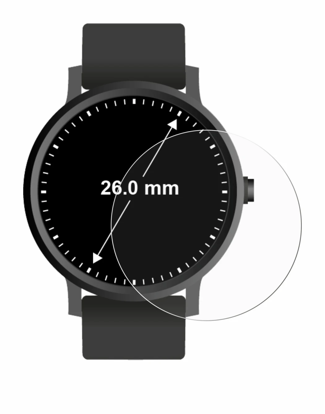 Imagen del dispositivo Relojes (Circular, ø: 26 mm) con una amplia variedad de protectores de pantalla.