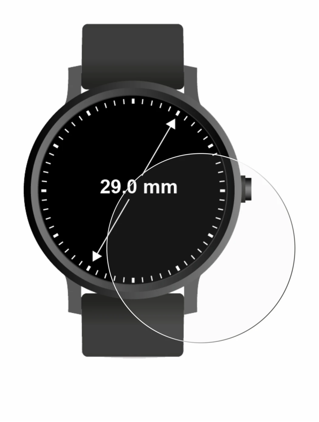 Imagen del dispositivo Relojes (Circular, ø: 29 mm) con una amplia variedad de protectores de pantalla.