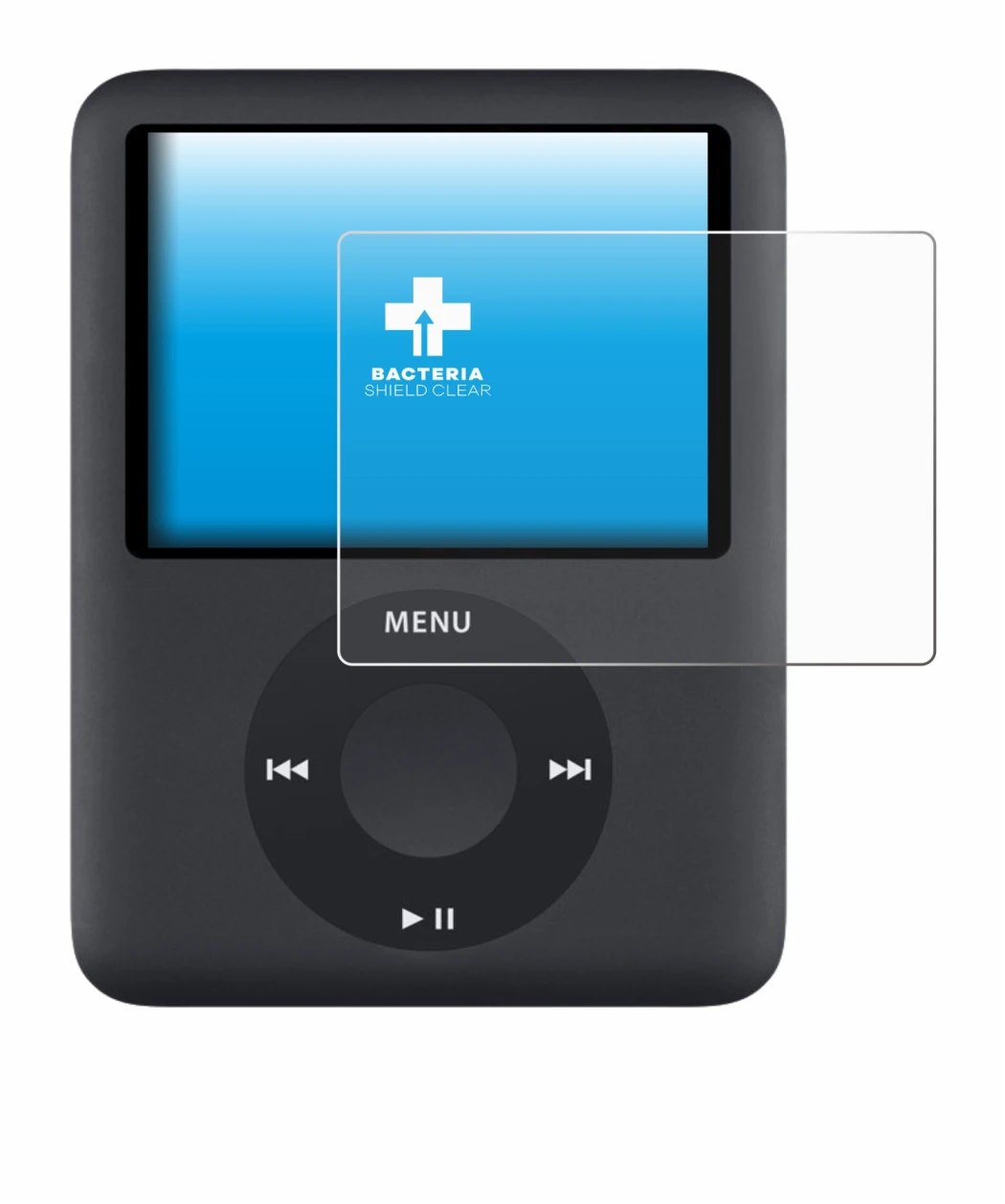 Imagen del dispositivo Apple iPod nano (3a Gen.) con una amplia variedad de protectores de pantalla.