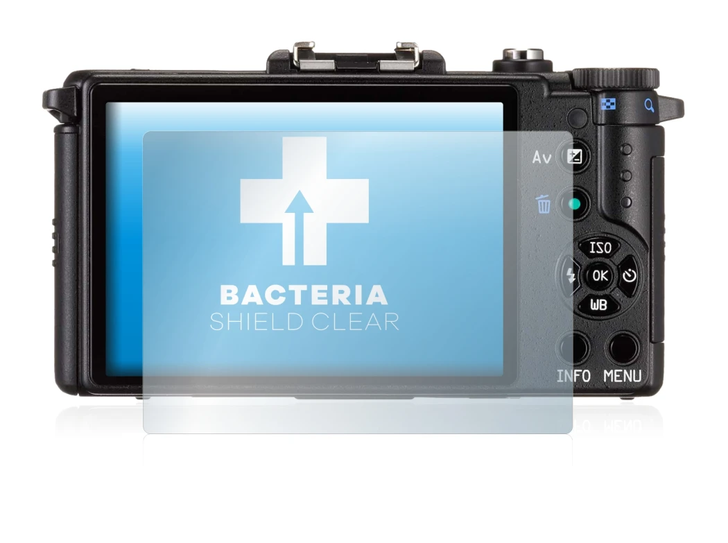 Imagen del dispositivo Pentax Q con una amplia variedad de protectores de pantalla.