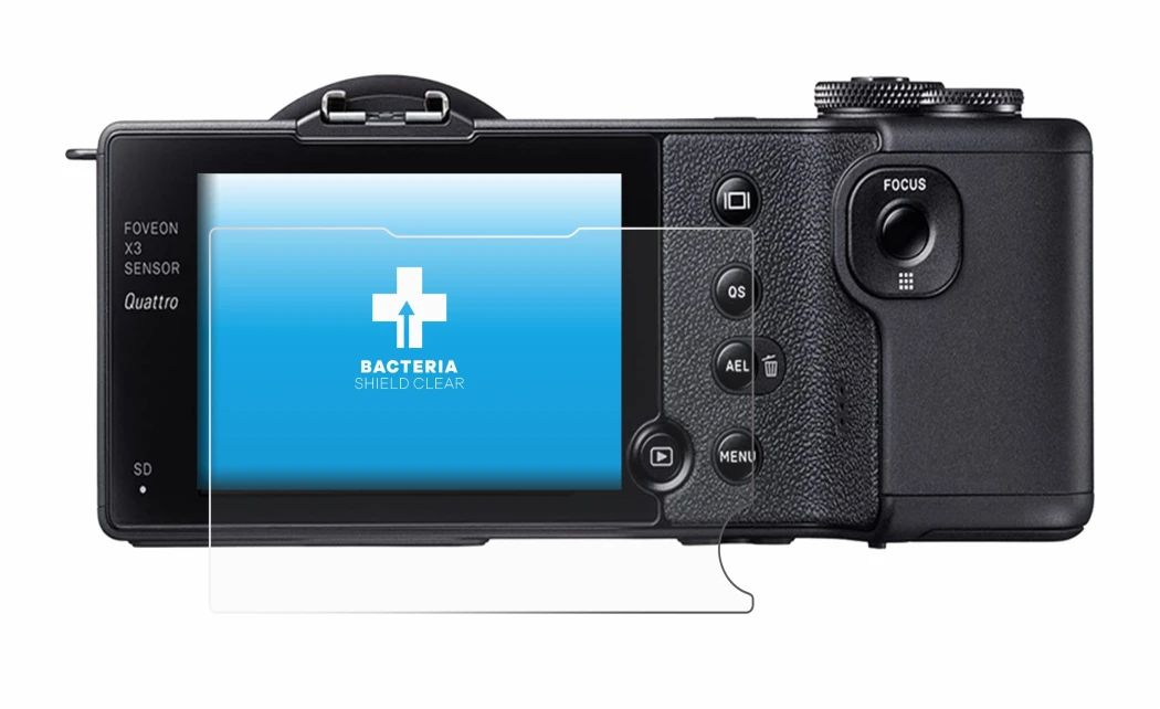 Imagen del dispositivo Sigma dp2 Quattro con una amplia variedad de protectores de pantalla.