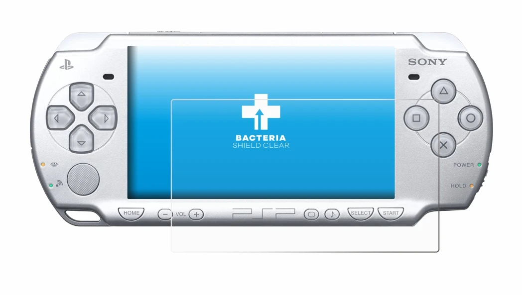 Imagen del dispositivo Sony PSP 2004 con una amplia variedad de protectores de pantalla.