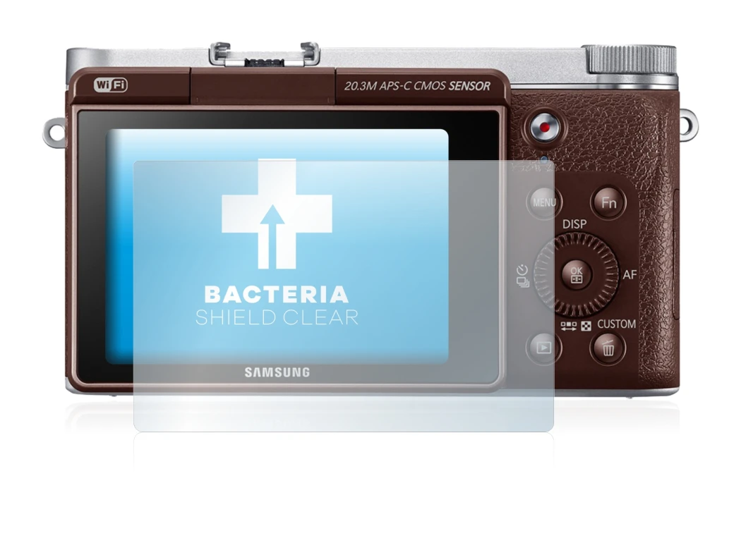 Imagen del dispositivo Samsung NX3000 con una amplia variedad de protectores de pantalla.