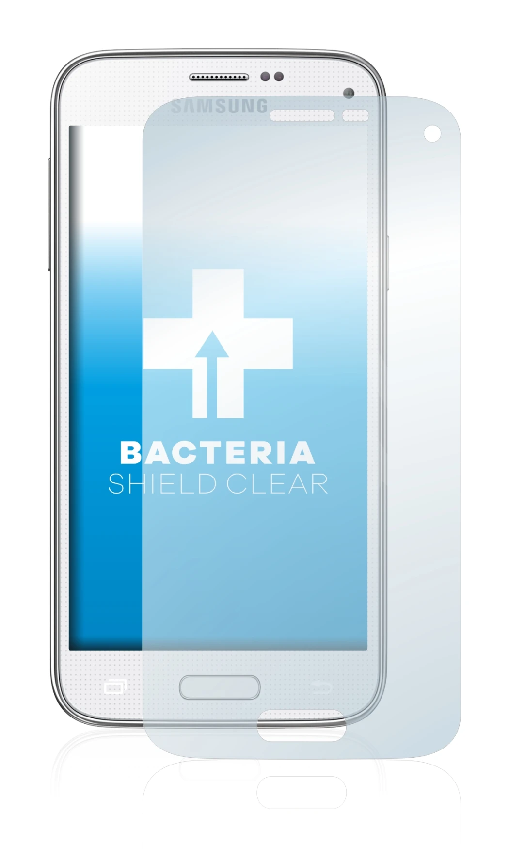 Imagen del dispositivo Samsung Galaxy S5 Mini SM-G800 con una amplia variedad de protectores de pantalla.