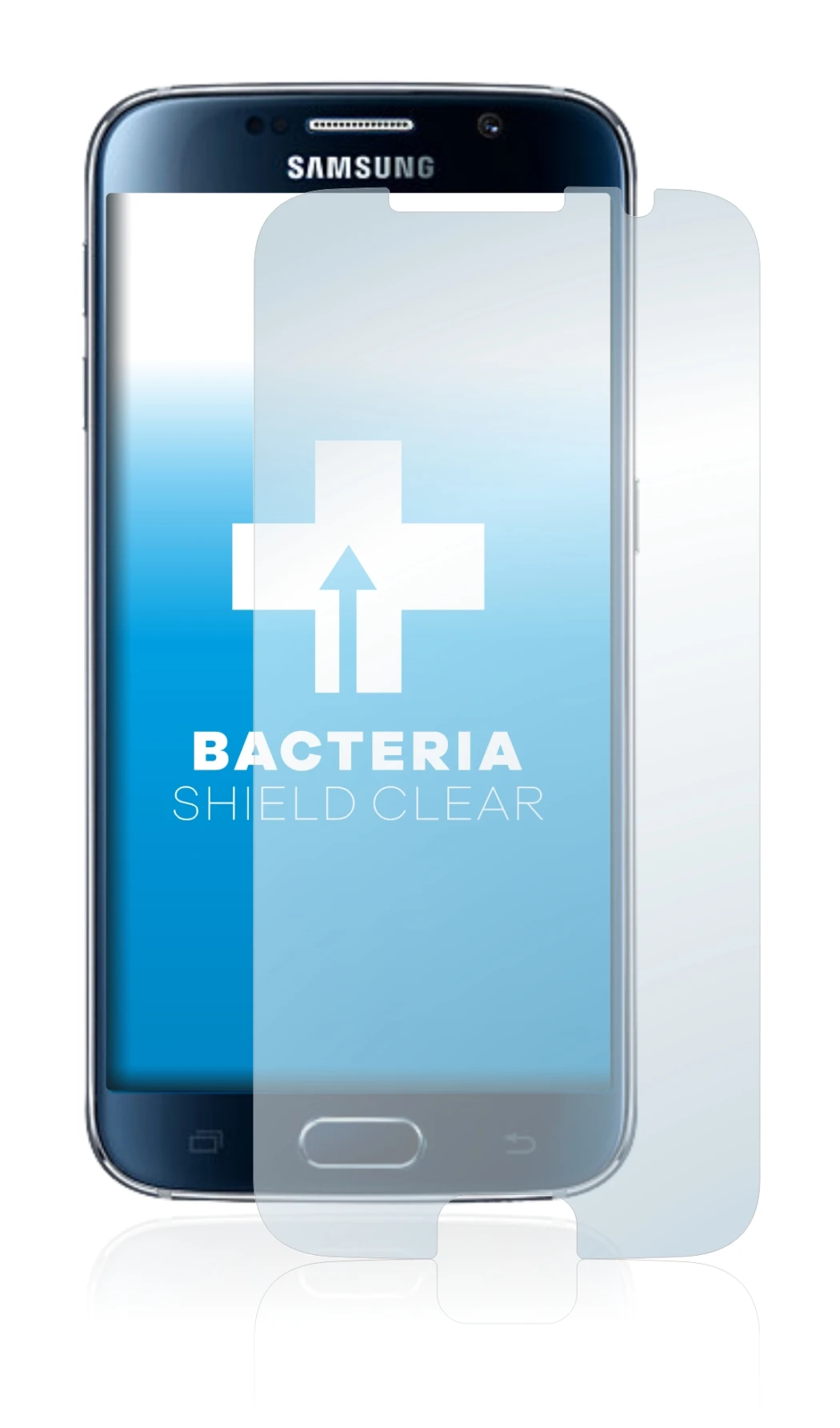 Imagen del dispositivo Samsung Galaxy S6 con una amplia variedad de protectores de pantalla.