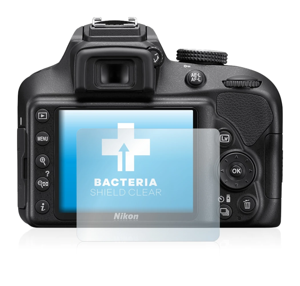 Imagen del dispositivo Nikon D3400 con una amplia variedad de protectores de pantalla.