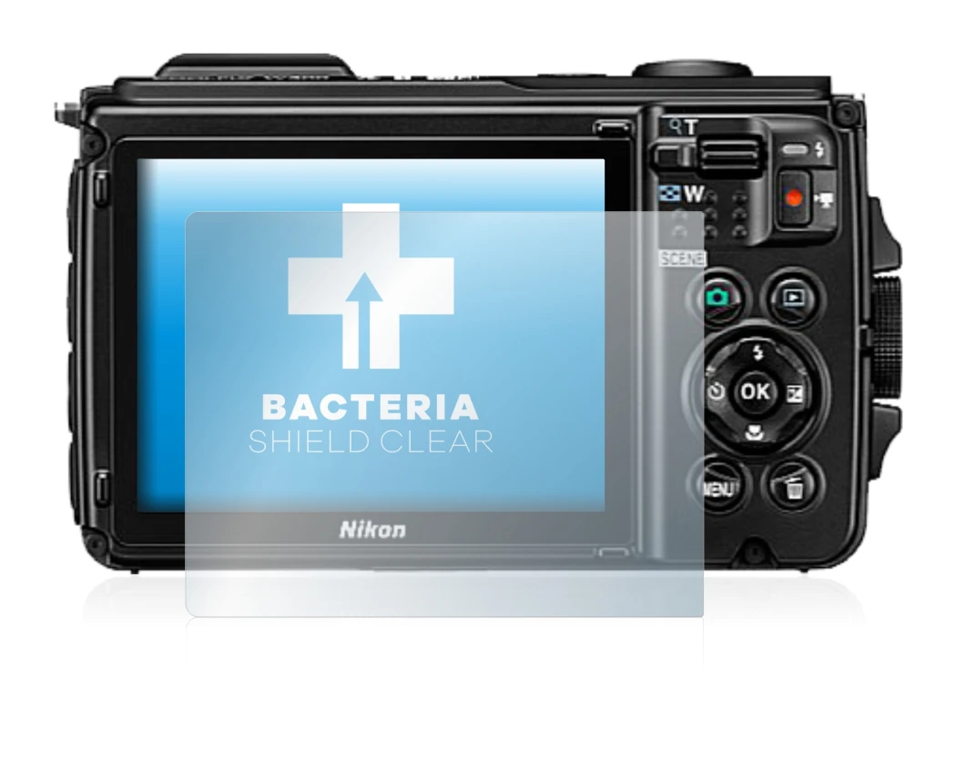 Imagen del dispositivo Nikon Coolpix W300 con una amplia variedad de protectores de pantalla.