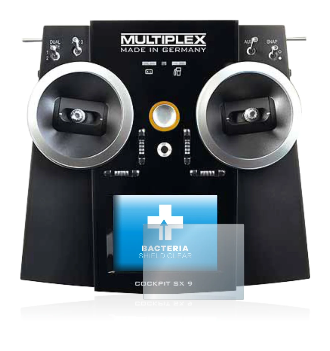 Imagen del dispositivo Multiplex Cockpit SX9 con una amplia variedad de protectores de pantalla.