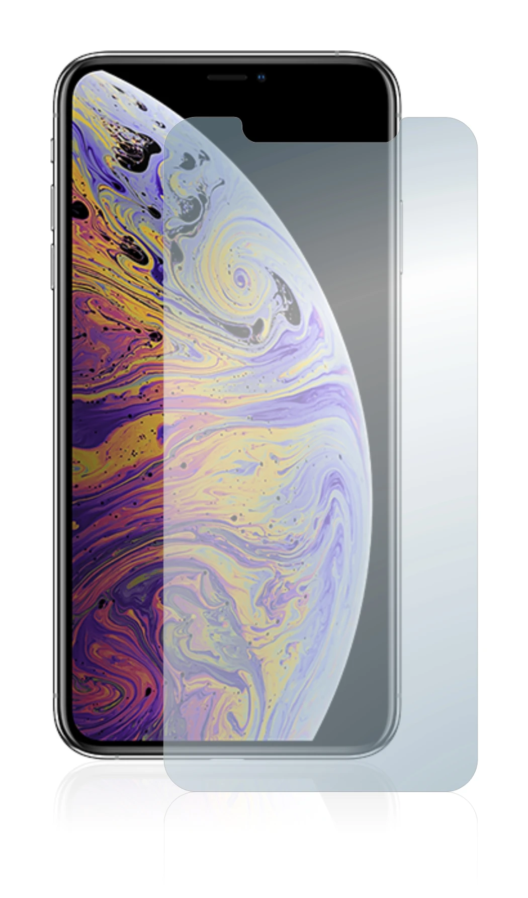 Imagen del dispositivo Apple iPhone Xs Max con una amplia variedad de protectores de pantalla.