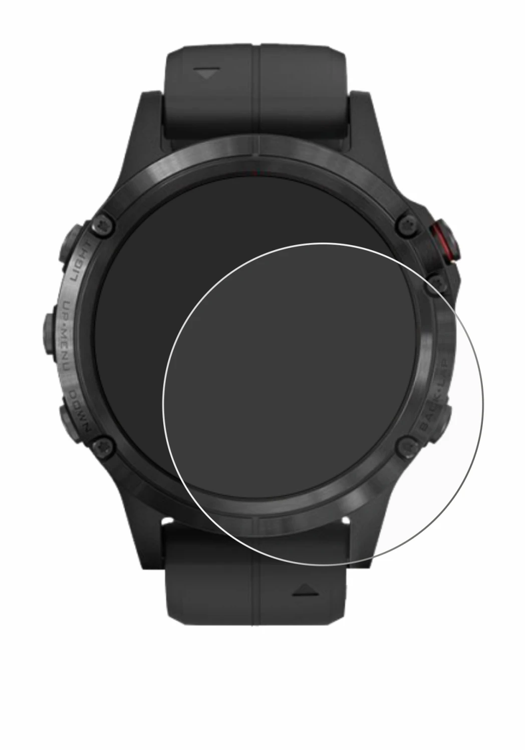 Imagen del dispositivo Garmin Fenix 5 Plus (47 mm) con una amplia variedad de protectores de pantalla.