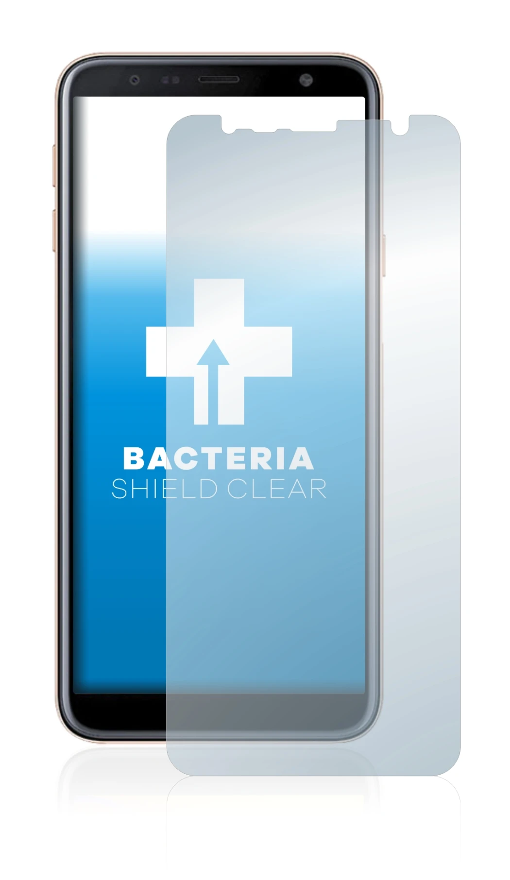 Imagen del dispositivo Samsung Galaxy J4 Plus con una amplia variedad de protectores de pantalla.