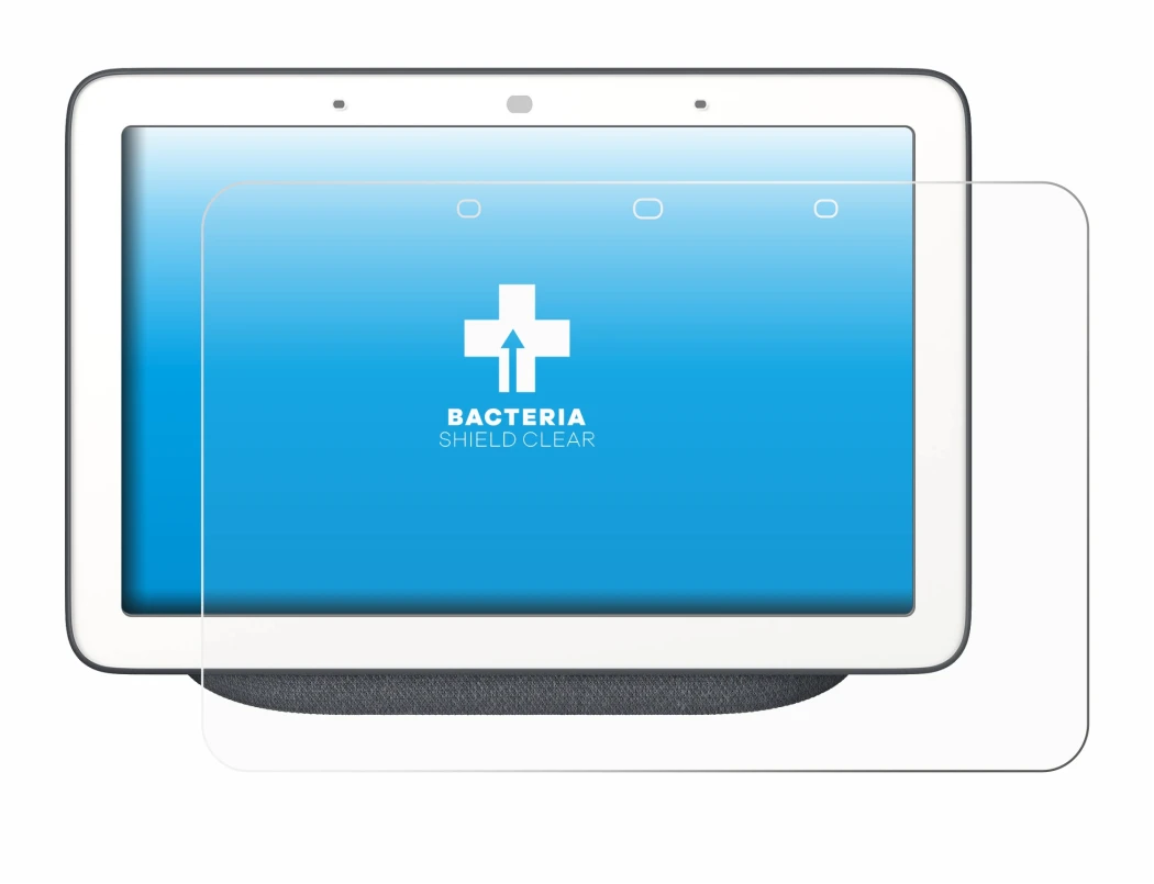 Imagen del dispositivo Google Home Hub con una amplia variedad de protectores de pantalla.