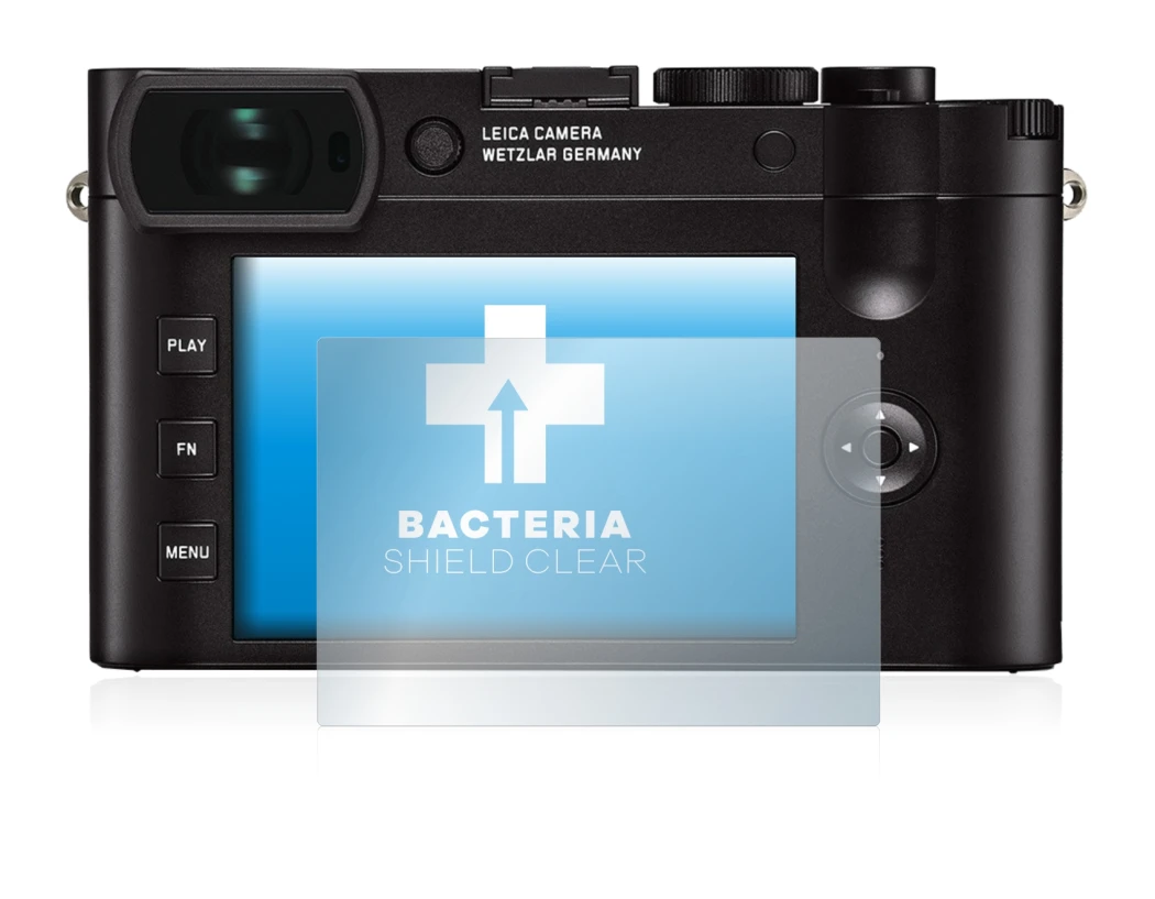 Imagen del dispositivo Leica Q2 con una amplia variedad de protectores de pantalla.