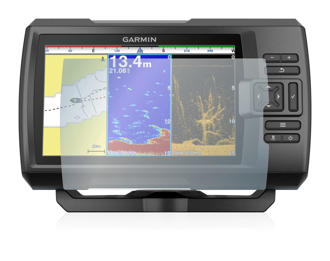 Imagen del dispositivo Garmin Striker Plus 9sv con una amplia variedad de protectores de pantalla.