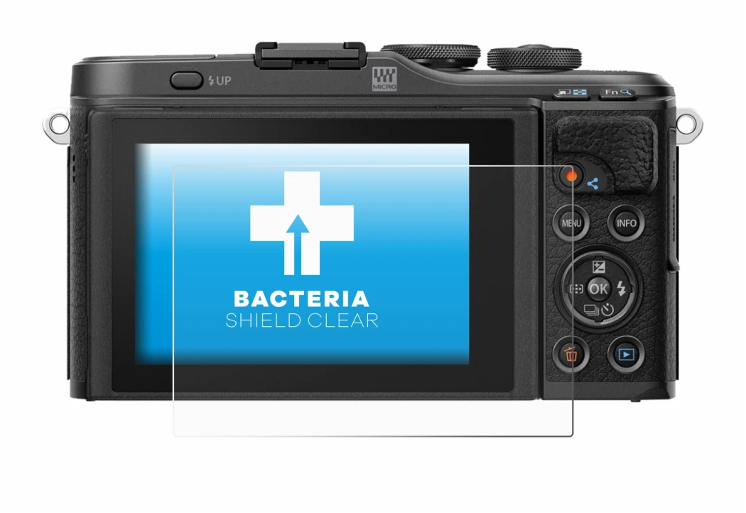 Imagen del dispositivo Olympus PEN E-PL10 con una amplia variedad de protectores de pantalla.