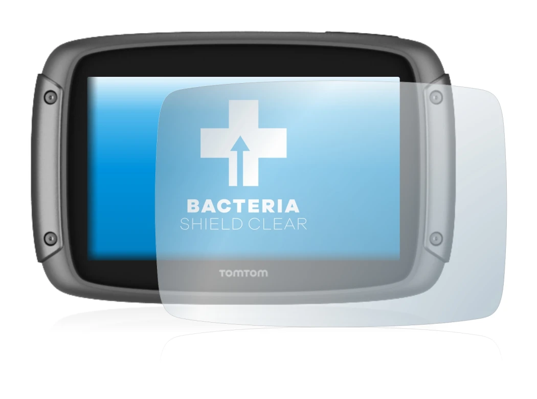 Imagen del dispositivo TomTom Rider 50 con una amplia variedad de protectores de pantalla.