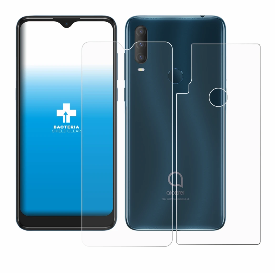 Imagen del dispositivo Alcatel 1S 2020 (Frontal+Trasero) con una amplia variedad de protectores de pantalla.