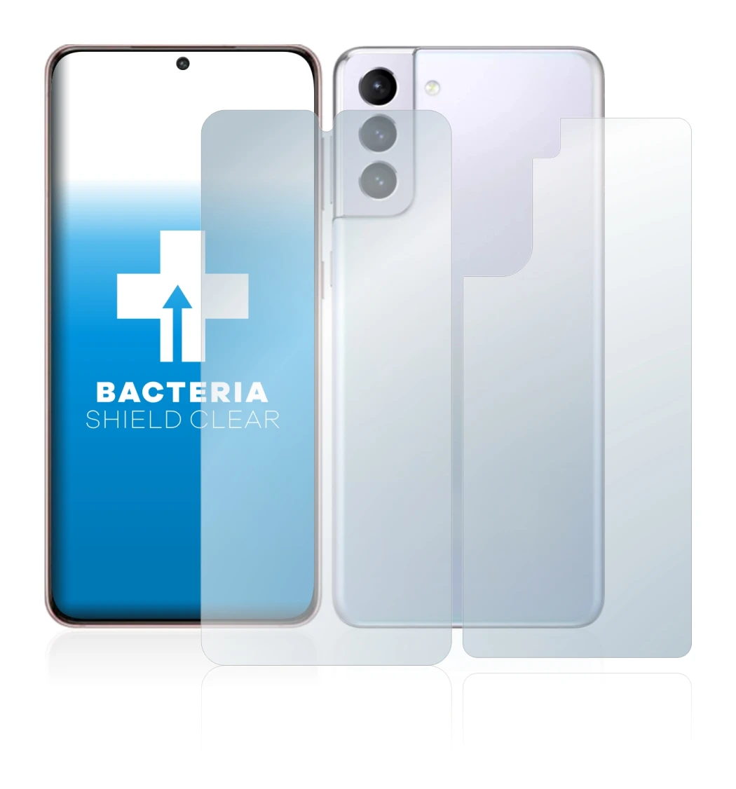 Imagen del dispositivo Samsung Galaxy S21 5G (Frontal+Trasero) con una amplia variedad de protectores de pantalla.