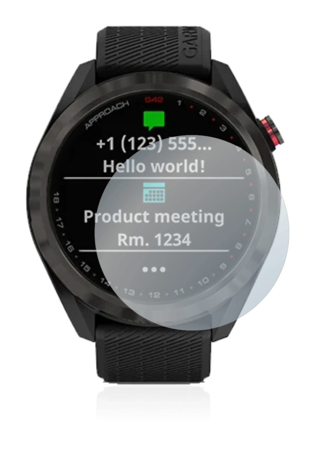 Imagen del dispositivo Garmin Approach S42 con una amplia variedad de protectores de pantalla.