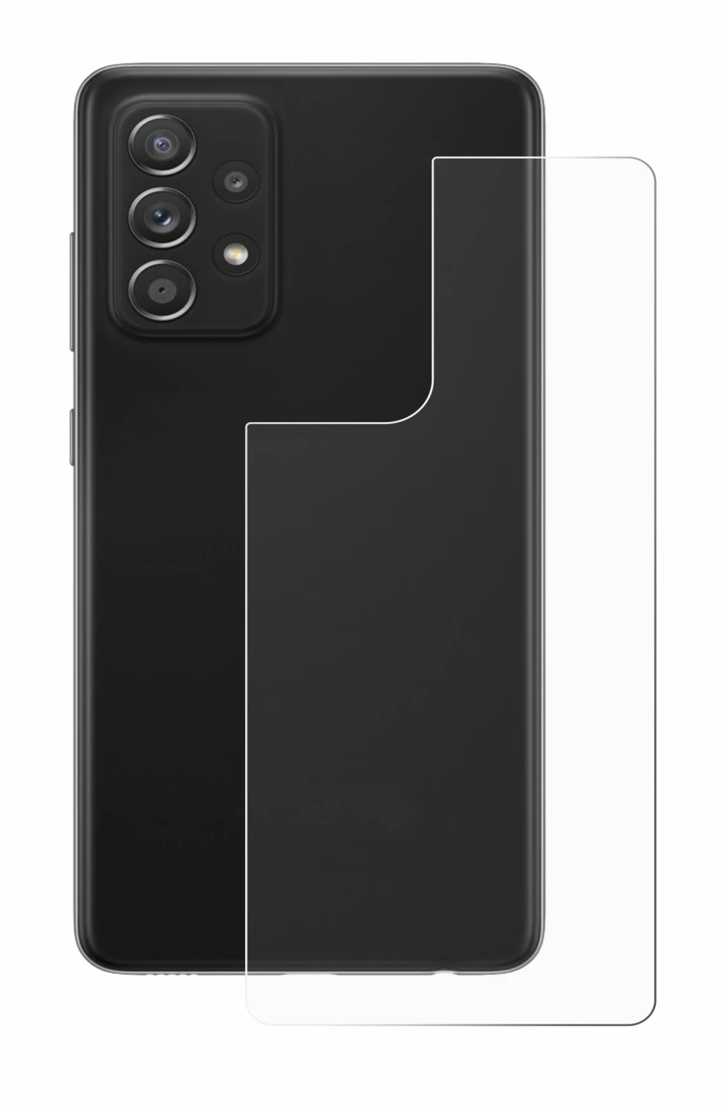 Imagen del dispositivo Samsung Galaxy A52s 5G (Trasero) con una amplia variedad de protectores de pantalla.
