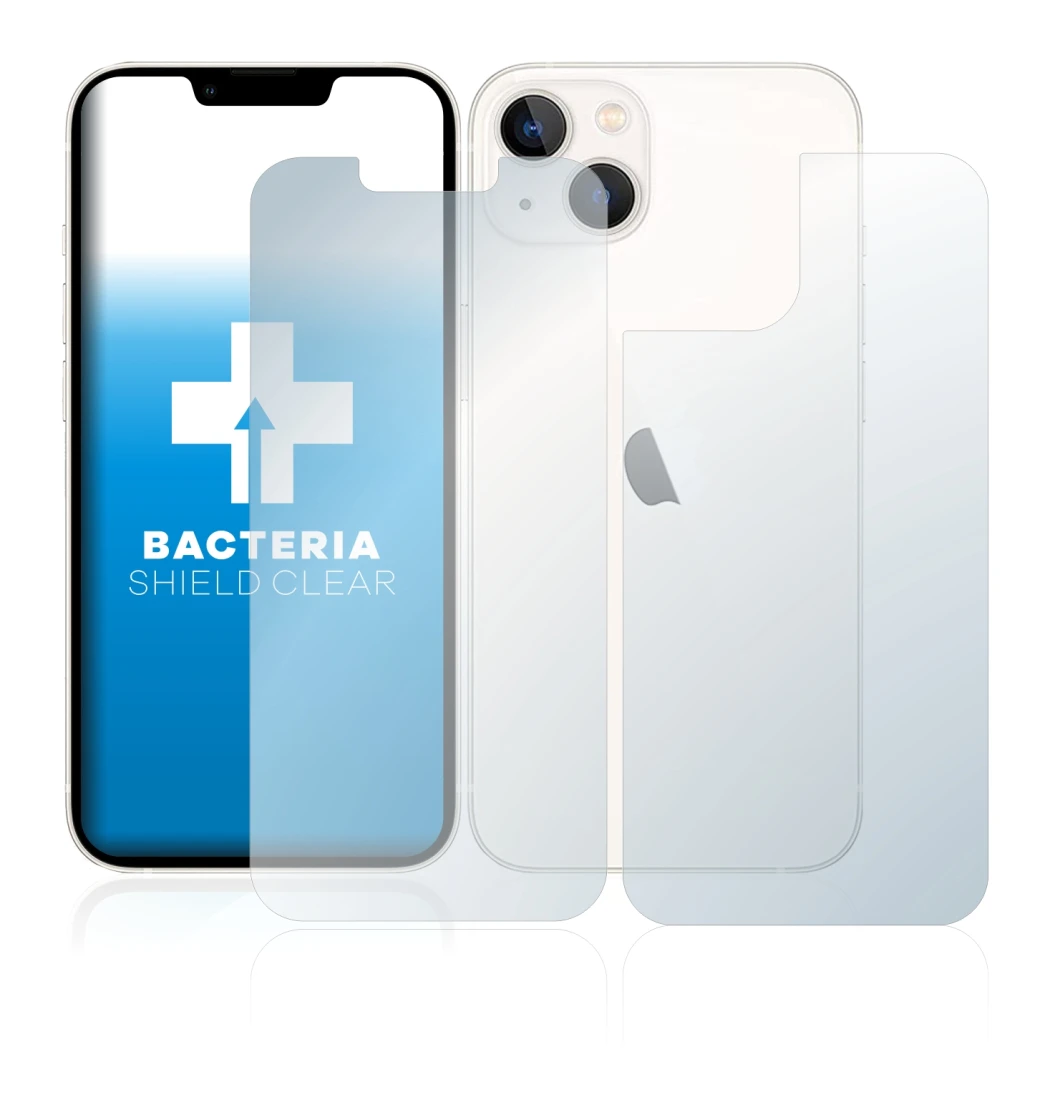 Imagen del dispositivo Apple iPhone 13 (Frontal+Trasero) con una amplia variedad de protectores de pantalla.