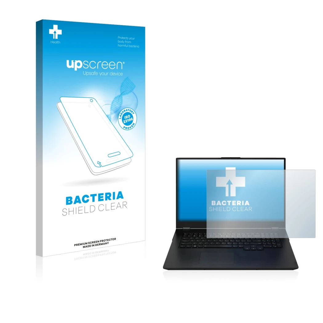 Parte frontal de un envase de producto con el logotipo de la marca upscreen. Al lado se muestra el dispositivo Zenec Z-E2055 c