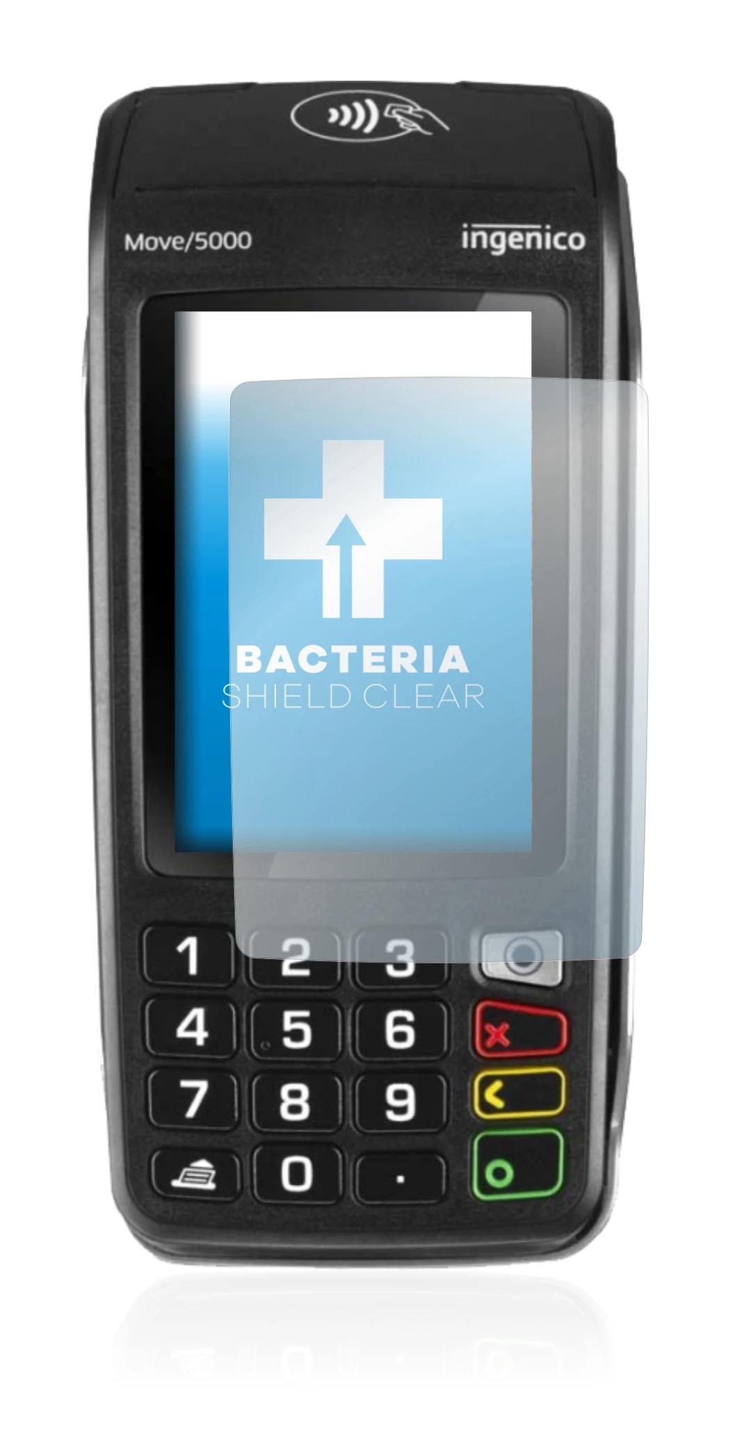 Imagen del dispositivo ingenico Move 5000 con una amplia variedad de protectores de pantalla.