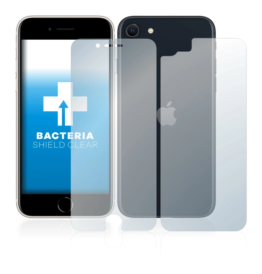 Imagen del dispositivo Apple iPhone SE 3 2022 (Frontal+Trasero) con una amplia variedad de protectores de pantalla.