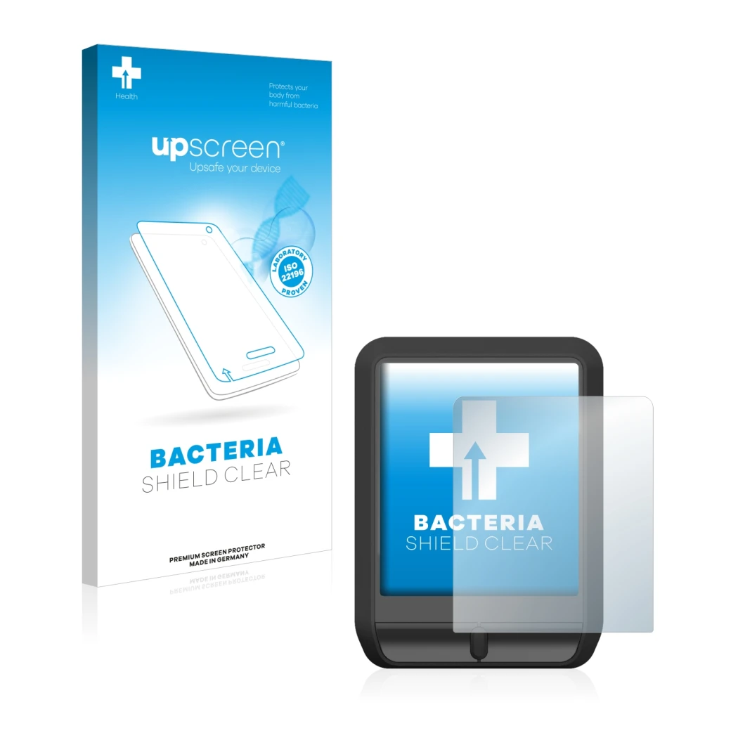 Parte frontal de un envase de producto con el logotipo de la marca upscreen. Al lado se muestra el dispositivo Mahle Pulsar On