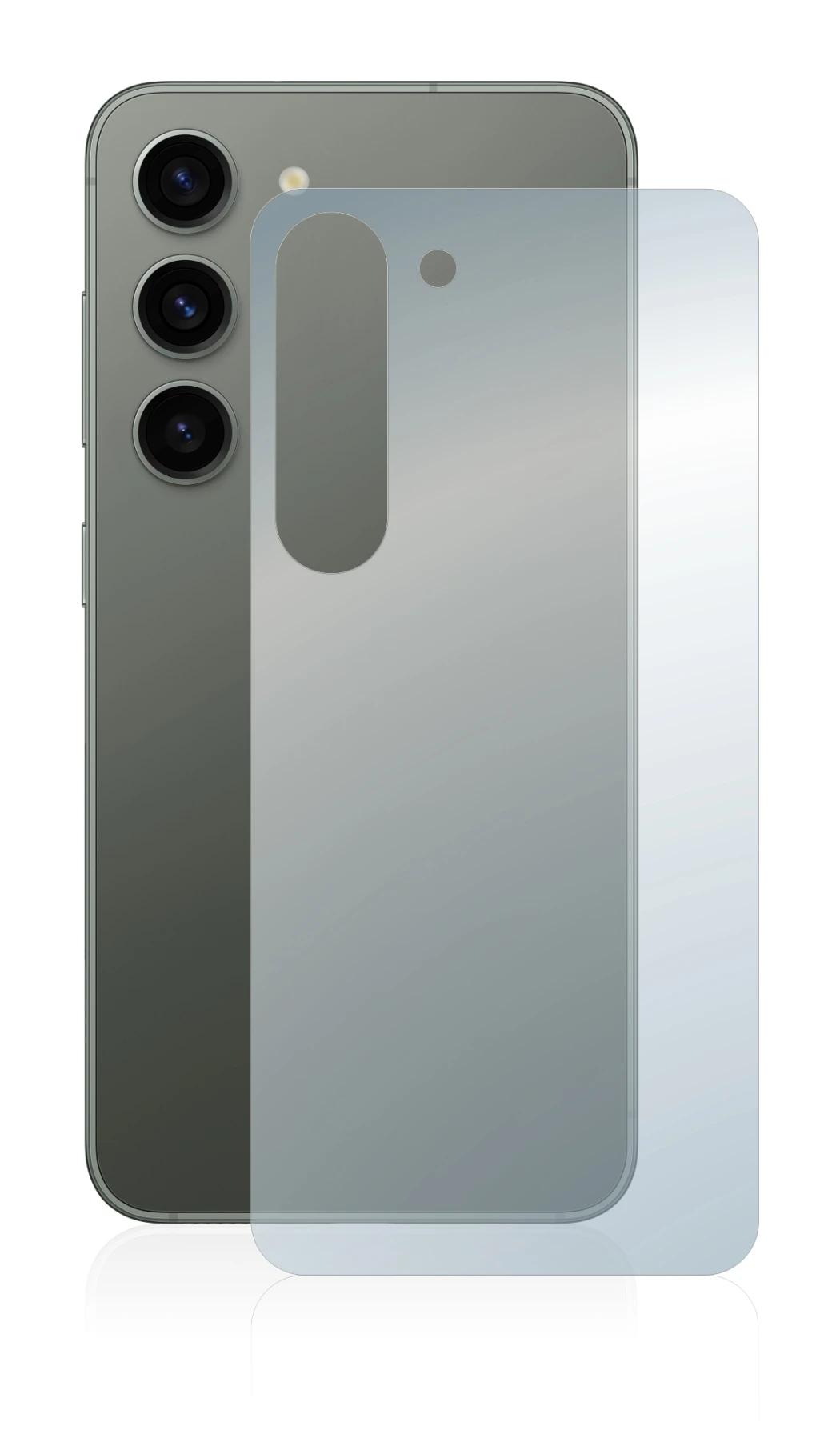 Imagen del dispositivo Samsung Galaxy S23 Plus (Trasero) con una amplia variedad de protectores de pantalla.
