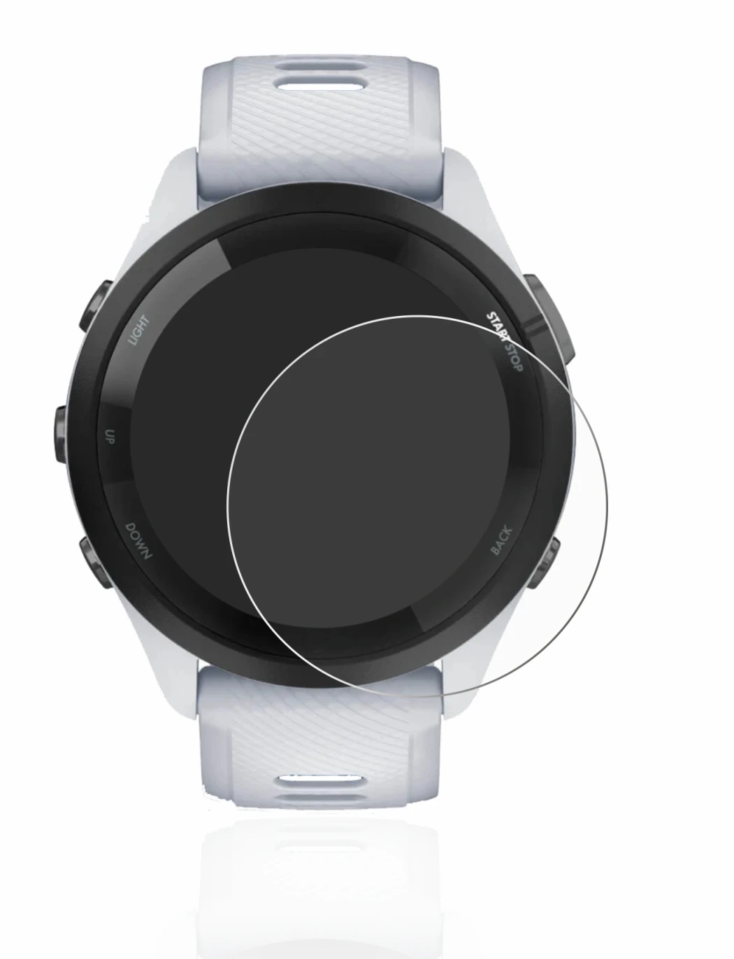 Imagen del dispositivo Garmin Forerunner 265 (46 mm) con una amplia variedad de protectores de pantalla.
